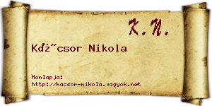 Kácsor Nikola névjegykártya